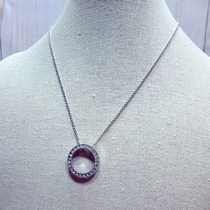 Lia Sophia Silver Toned Chain & Diamond Rhinestone Pendant Necklace